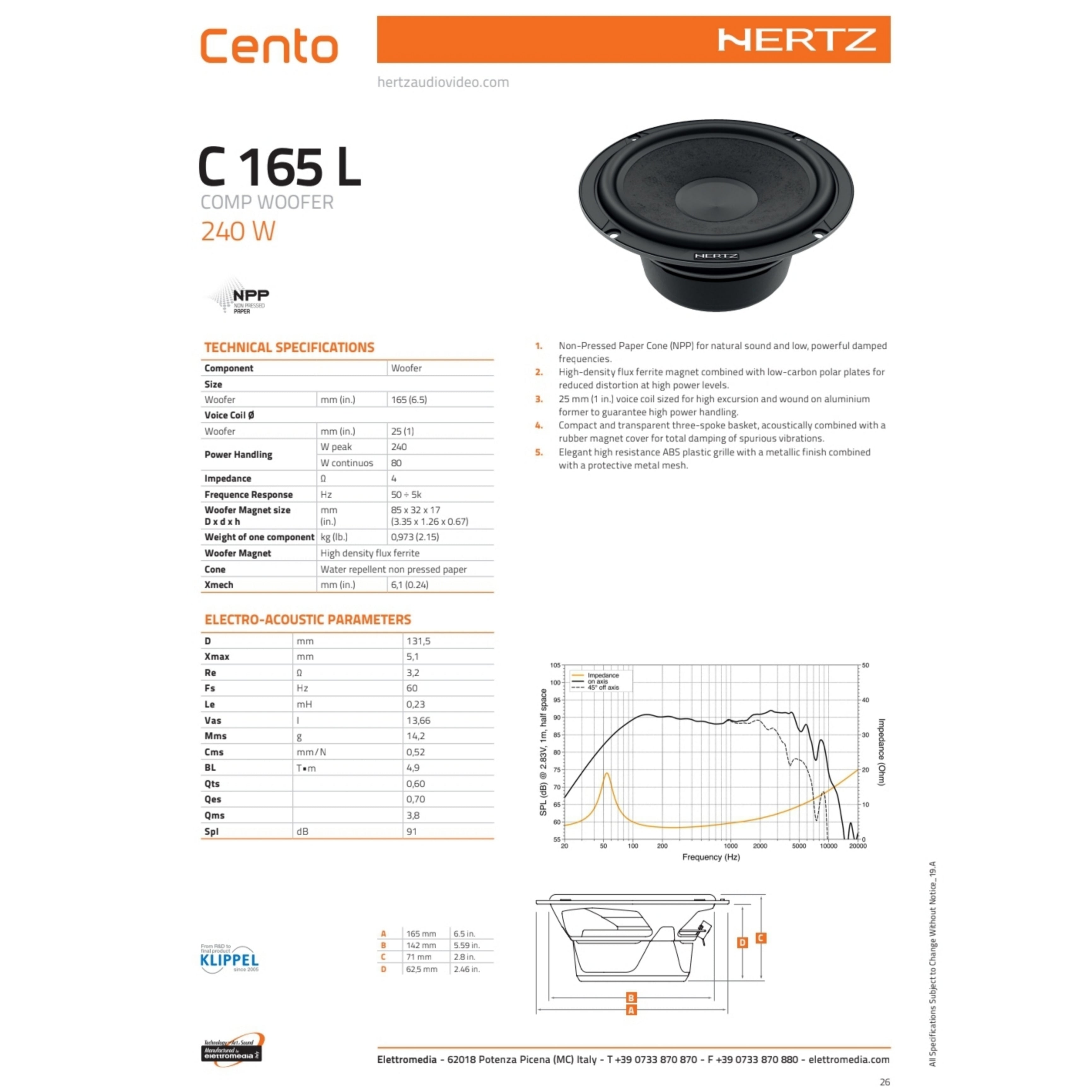 Hertz Kit 6 Casse | C165L | DSK 165.3 | Ant/Post | Lancia Delta 2008>