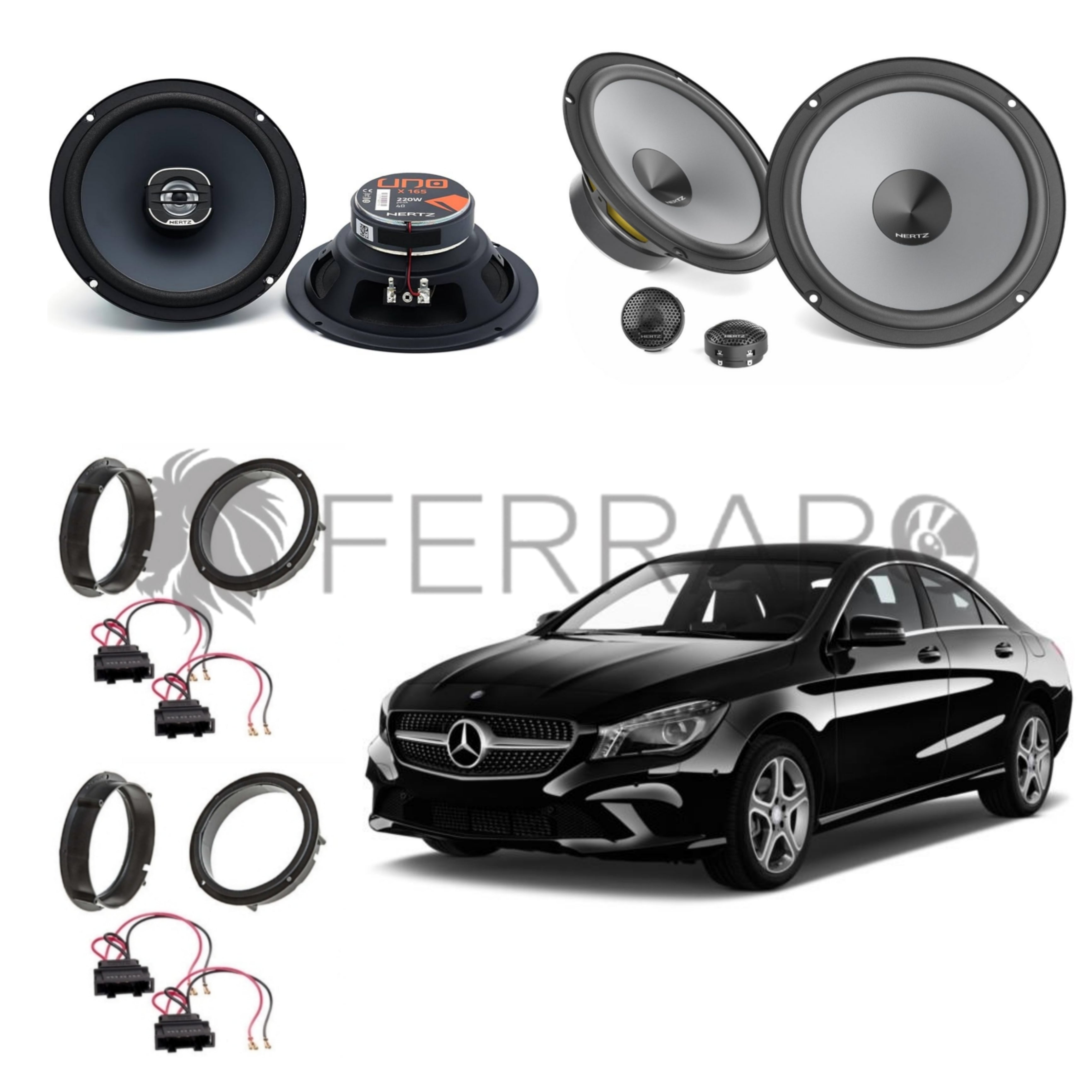 Altoparlanti Coassiali Hertz LINEA UNO X165 165mm (220W) + Supporti Per FIAT Panda Dal 2012 Anteriore | Sostituzione Altoparlanti Originali