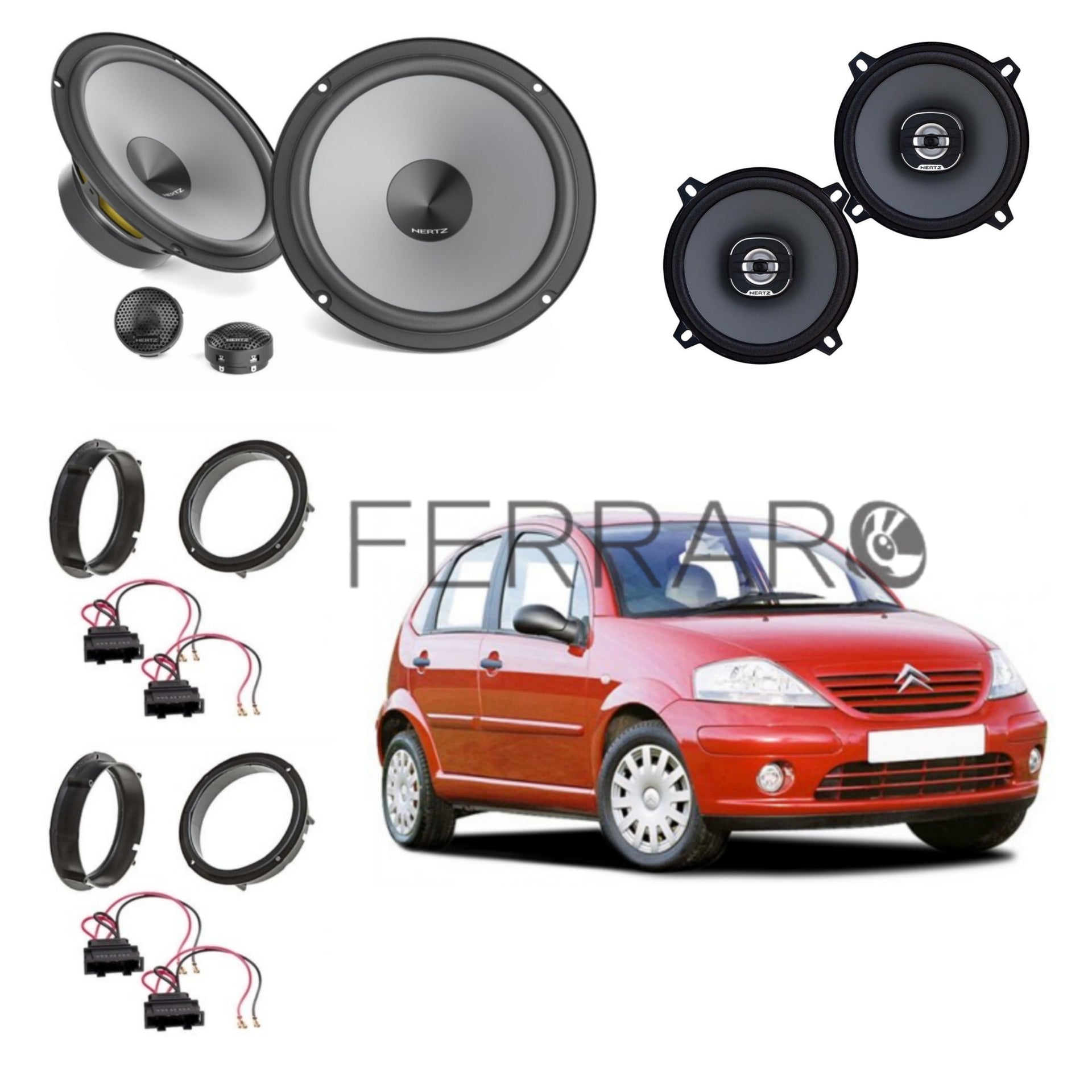 Hertz LINEA UNO K165 K 165 KIT ALTOPARLANTI DUE VIE CASSE AUTO 165 mm + supporti casse ALFA Mito Anteriore 165 cm