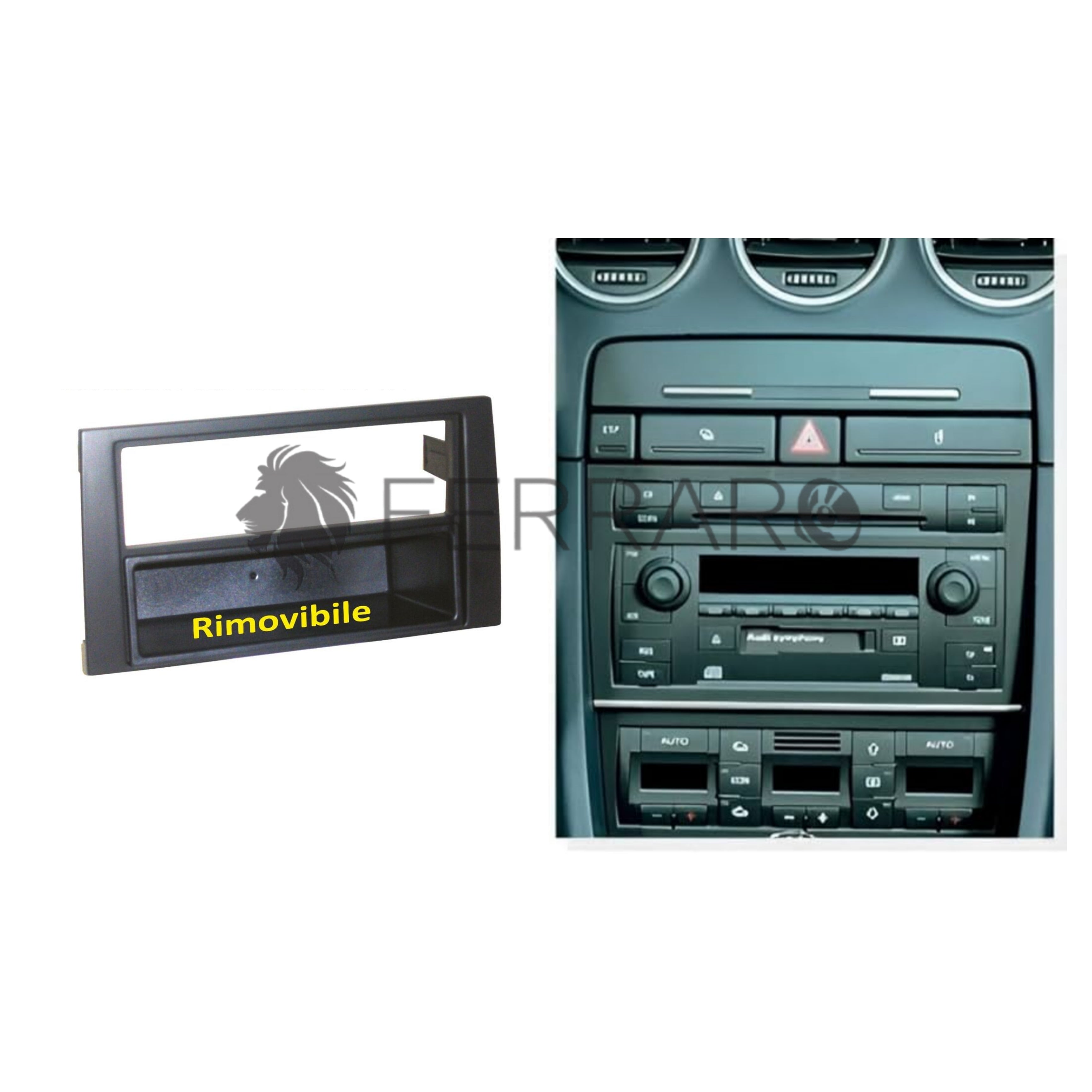 Car Radio Panel Kit, 1 Iso with Drawer, Audi A4, 2002 - 2008