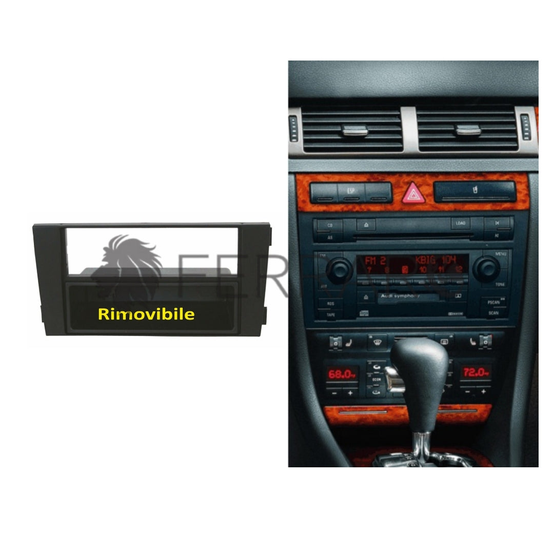 Car Radio Panel Kit, 1 Iso with Drawer, Audi A6, 2002 - 2006