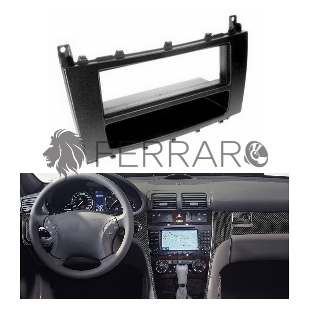 Car Radio Panel Kit, 1 ISO with Drawer, Mercedes C-Class, 2004 - 2007