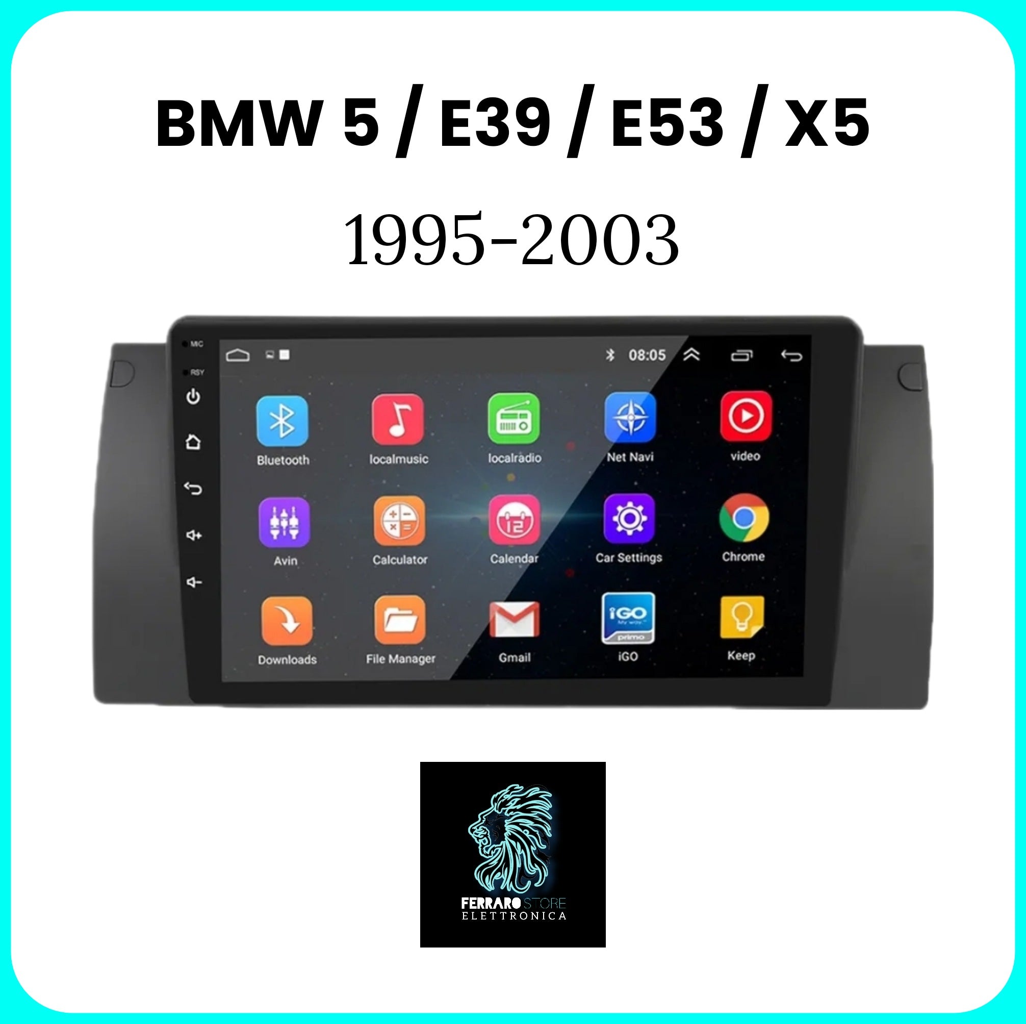 Autoradio per BMW 5 / E39 / E53 / X5 / M5 [1995 - 2003] - 2Din 9"Pollici, Autoradio con Sistema Intelligente, GPS, Navigatore, Wifi