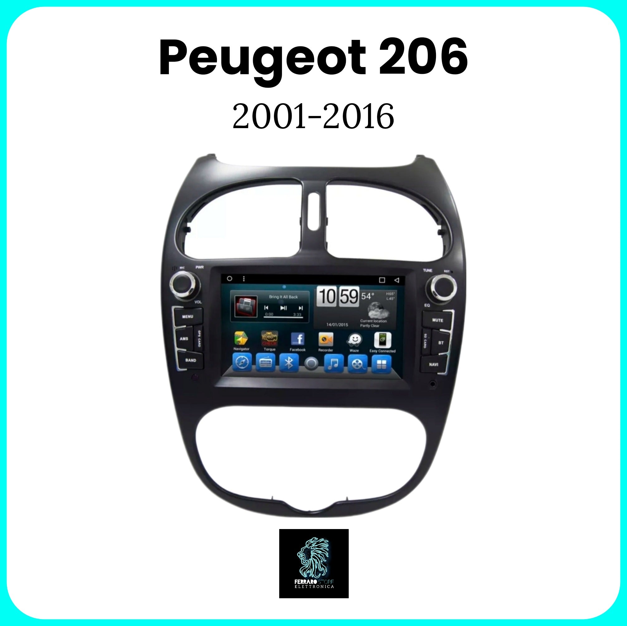 Autoradio per PEUGEOT 206 / 206cc / 206sw [2001 - 2016] - Sistema auto Intelligente, GPS, Navigatore, Wifi, CarPlay & Android Auto