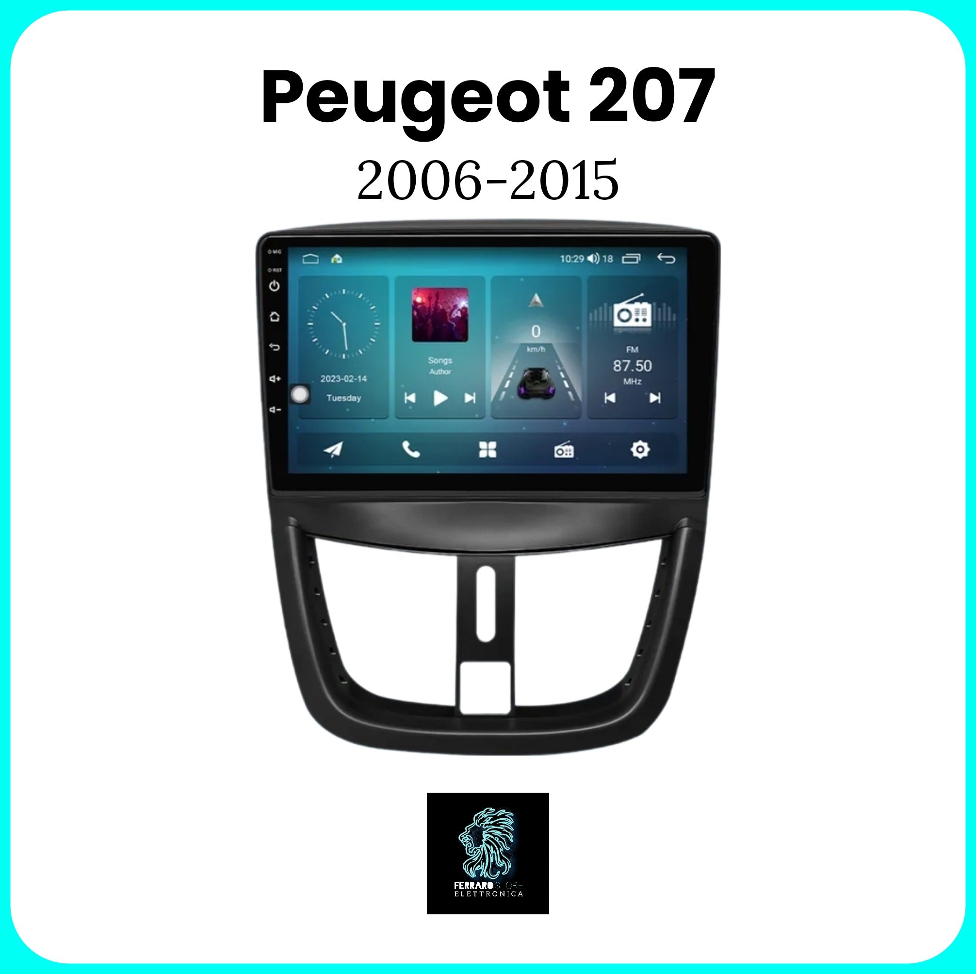 Autoradio per PEUGEOT 207 / 207cc  [2006-2015] - Sistema auto Intelligente, 2Din 9"Pollici, GPS, Navigatore, Wifi