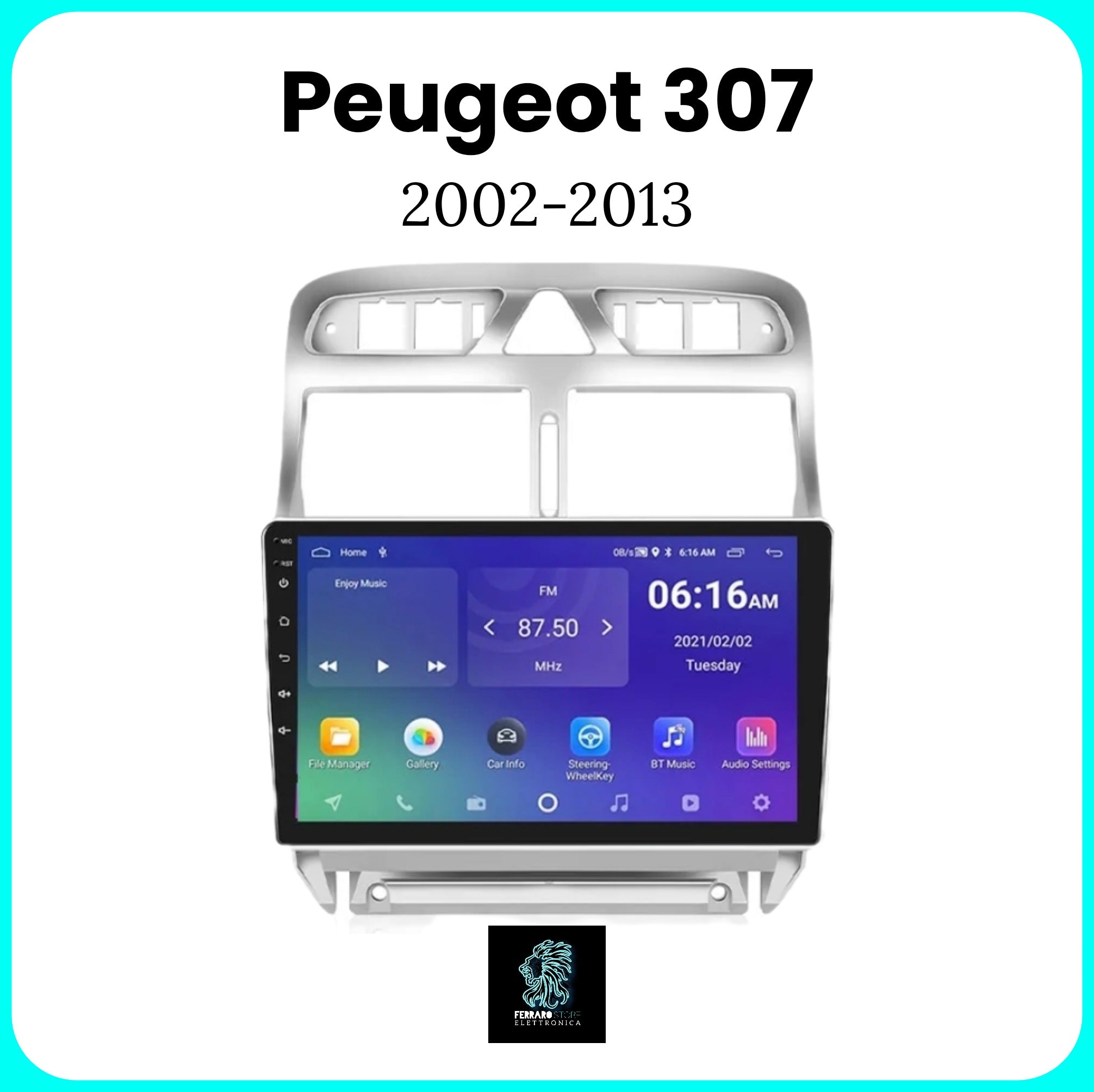 Autoradio per PEUGEOT 307 / 307CC / 307SW [2002 - 2013] - Sistema Auto Intelligente, 2Din 9"Pollici, GPS, Navigatore, Radio RDS, Wifi.