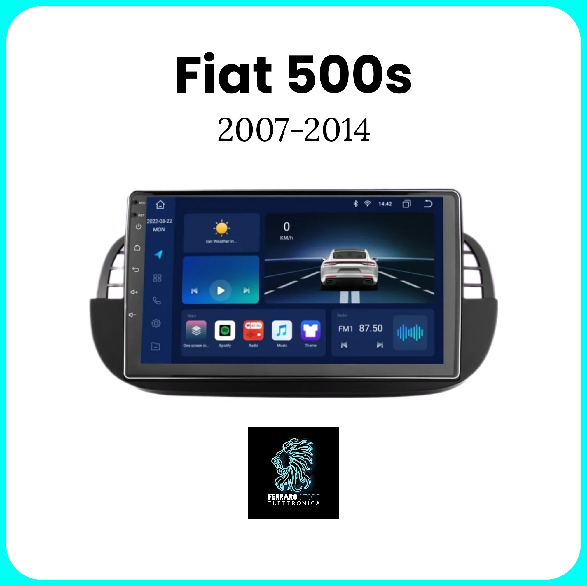 Autoradio per FIAT 500s [2007 - 2014] - Sistema auto Intelligente, 2Din 9"Pollici, GPS, Navigatore, Wifi.