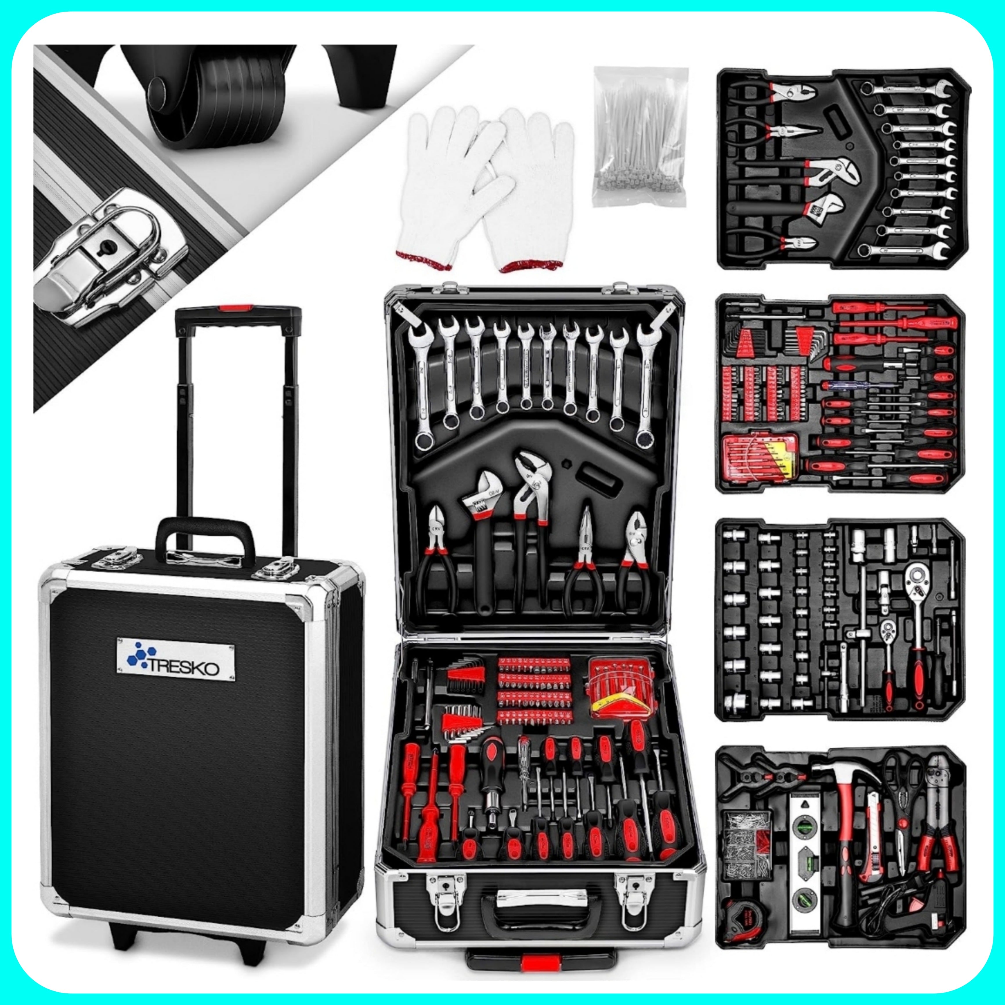 Mallette à outils - Mallette composée de 399 pièces | boîte à outils | porte-outils | ensemble d'outils | chariot à outils
