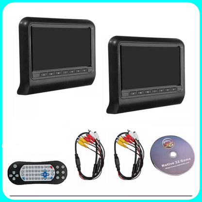 Coppia Monitor Poggiatesta Universale - Display 9"Pollici, Auto, DVD/CD, USB, AV, Universal Game