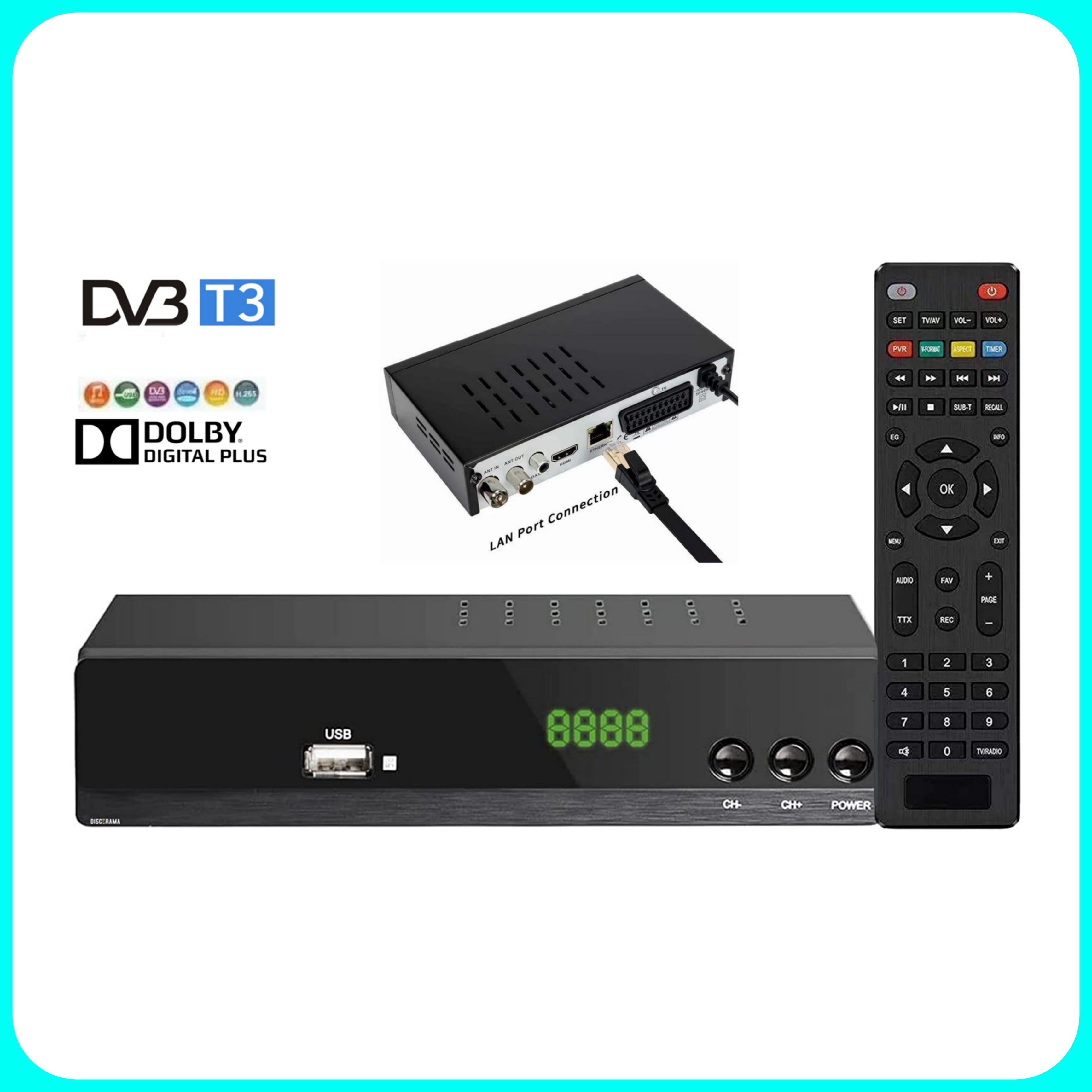 Decoder Digitale Terreste - DVB-T3, Decoder TV, SCART HDMI, 1080p, Acc
