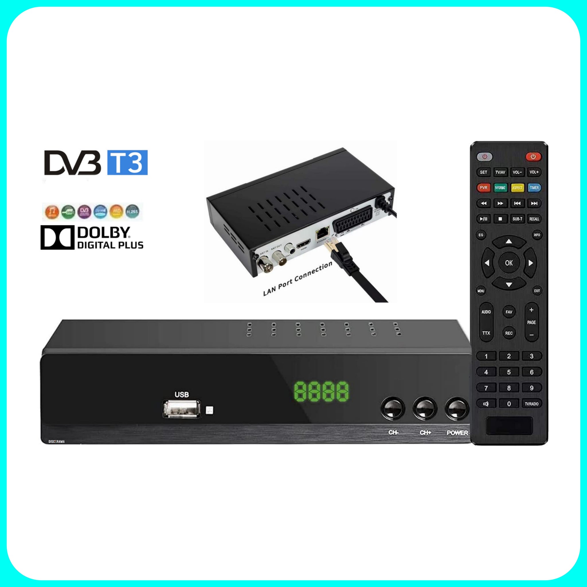 Digital Terrestrial Decoder - DVB-T3, TV Decoder, HDMI SCART, 1080p, A