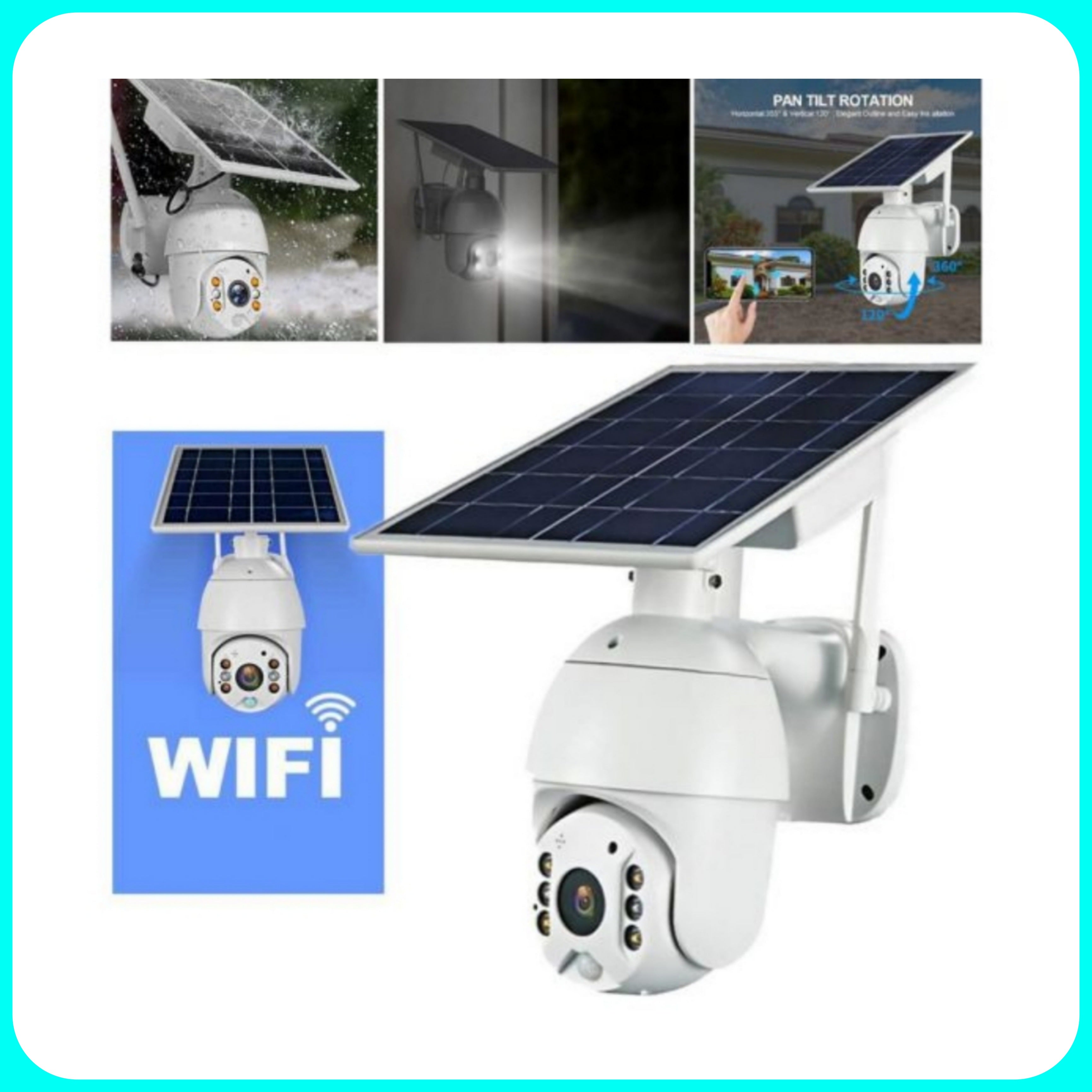 Telecamera di sicurezza - Videosorveglianza Esterno, Pannello solare, Telecamera IP, Wireless, 1080P, Panoramica, WiFi, Infrarossi, Notturna.