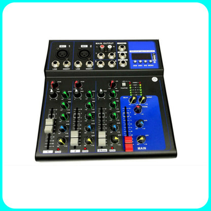 4 Channel Audio Mixer - Professional, USB, Echo-delay DJ, Karaoke, Bluetooth, Live