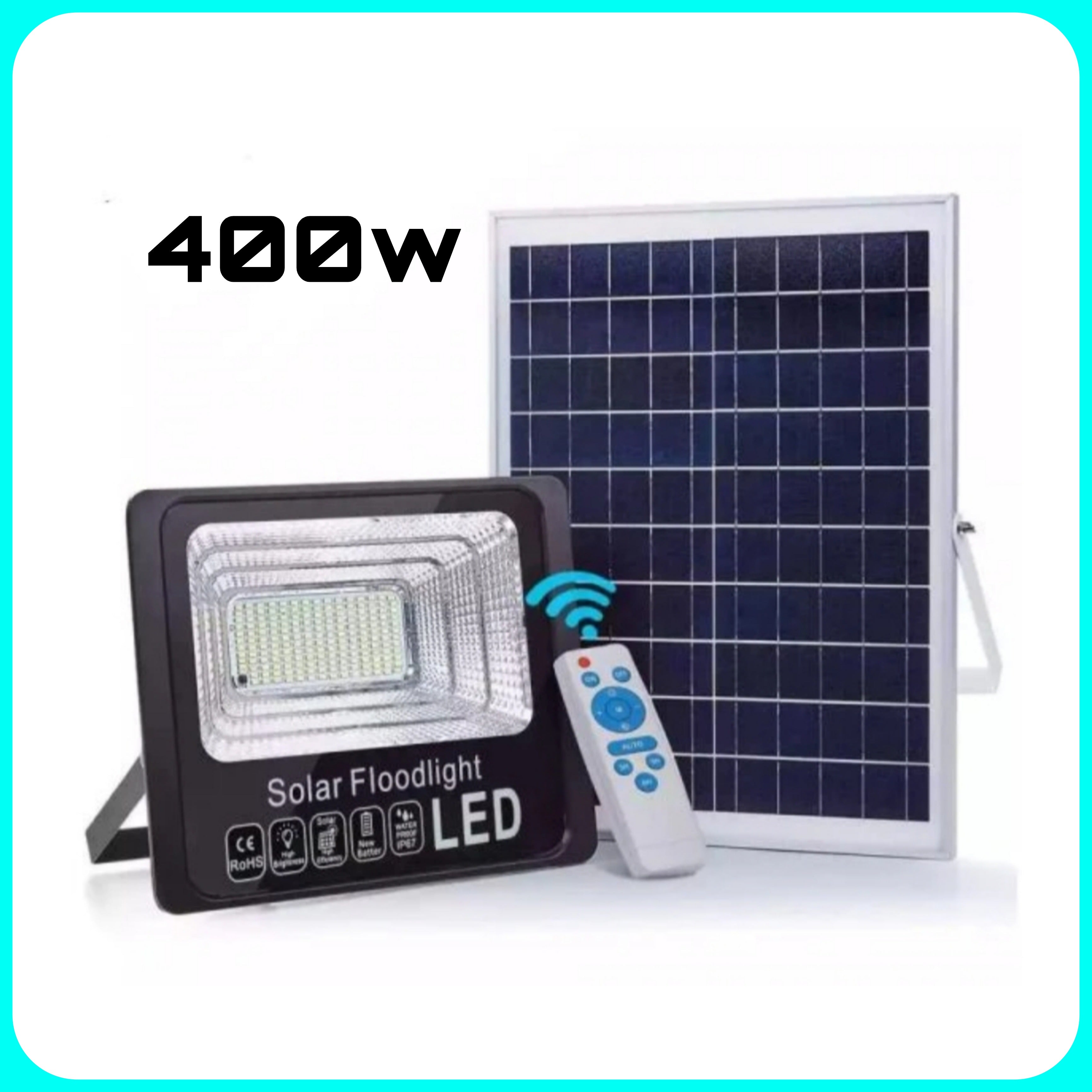 Spot LED avec panneau solaire 400W avec TÉLÉCOMMANDE INCLUSE, énergie crépusculaire.