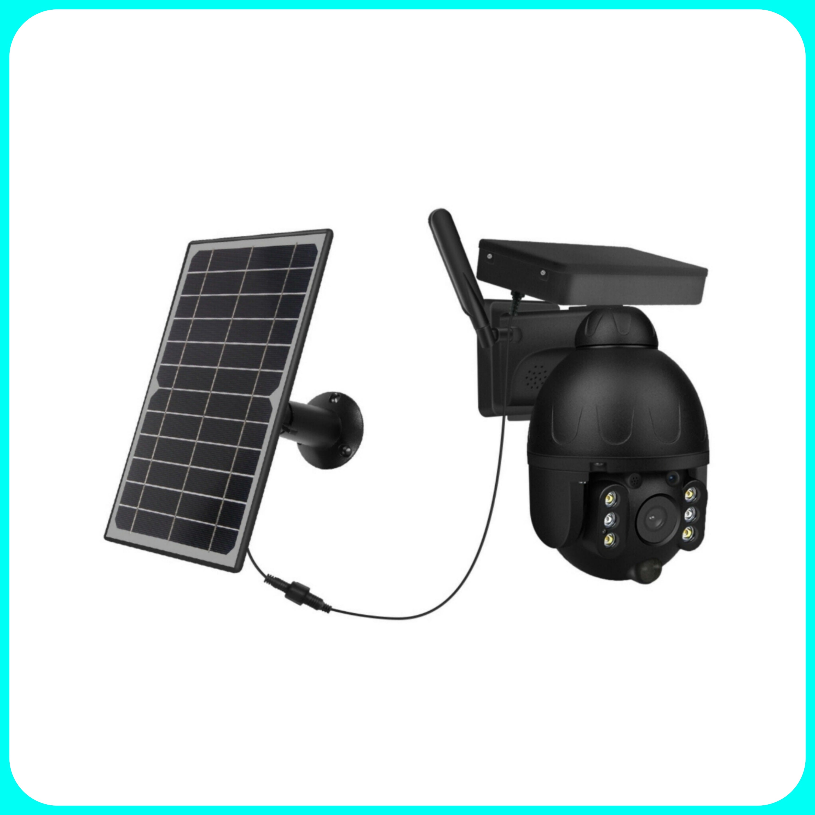 Telecamera con Pannello Solare - Da esterno con pannello solare FISSABILE, Wireless, 1080P,  Panoramica, Visione notturna