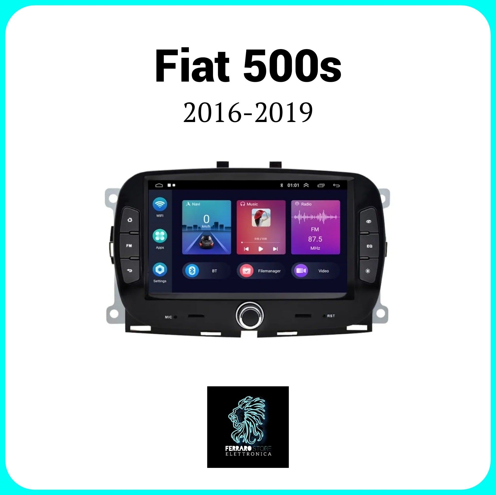 Autoradio per FIAT 500s [2016 - 2019] - Sistema auto Intelligente, 2Din 7"Pollici, GPS, Navigatore, CarPlay & Android Auto