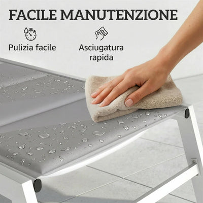 Outsunny Sdraio Imbottita, Schienale 6 Posizioni, Telaio Alluminio, Capacità 120 Kg, Grigio Chiaro