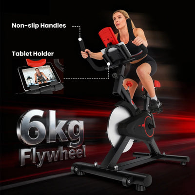 HOMCOM Cyclette da Casa con Resistenza Regolabile, Monitor LCD, Sensore Battito Cardiaco e Volano 6kg, Max.100kg