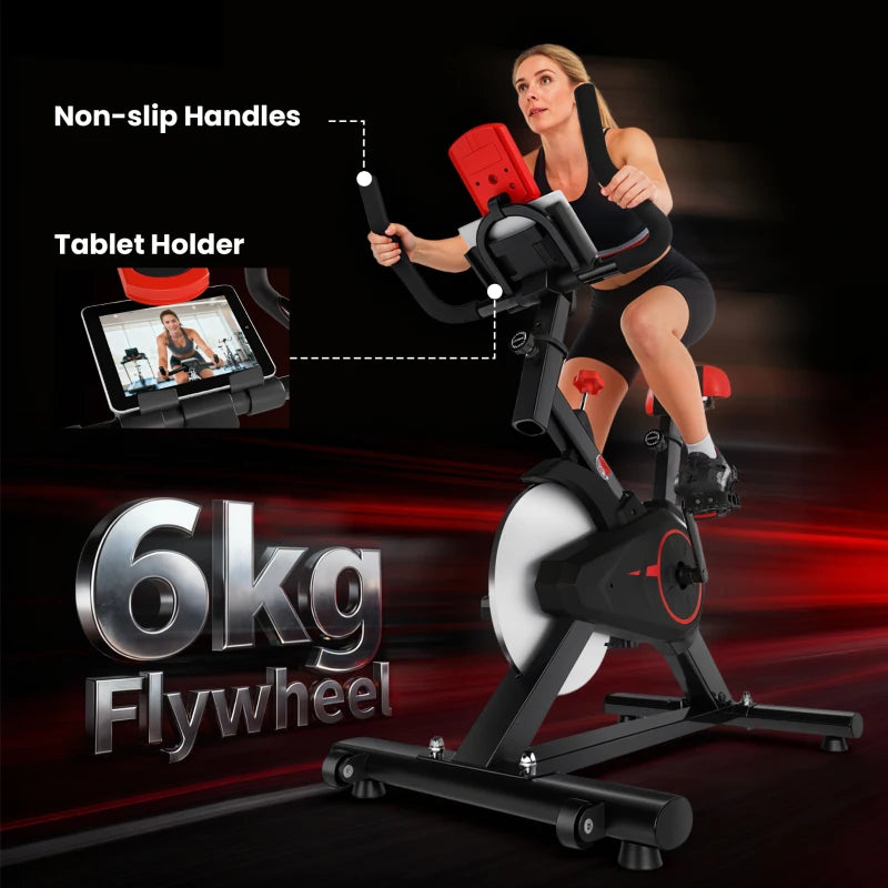 HOMCOM Cyclette da Casa con Resistenza Regolabile, Monitor LCD, Sensore Battito Cardiaco e Volano 6kg, Max.100kg