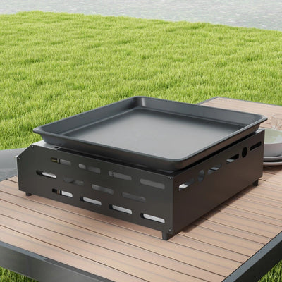 Outsunny Piastra Barbecue a Gas con 2 Bruciatori, Piano Antiaderente e Potenza 4.8kw, Argento