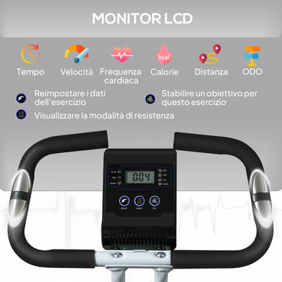 SPORTNOW Cyclette Magnetica Pieghevole a 8 Livelli di Resistenza con Seduta Regolabile, in Acciaio, 97x43x110 cm, Nero
