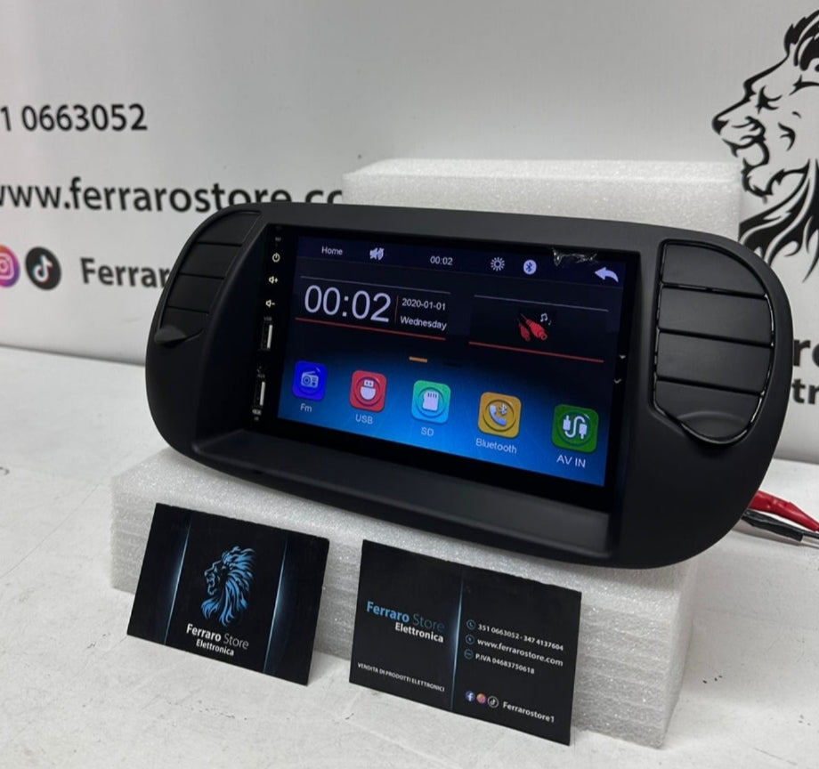 Autoradio per FIAT 500s [2007 - 2014] - 2Din 7"Pollici, Bluetooth, Radio, Touch, USB, SD, Mirror Link Android & IOS