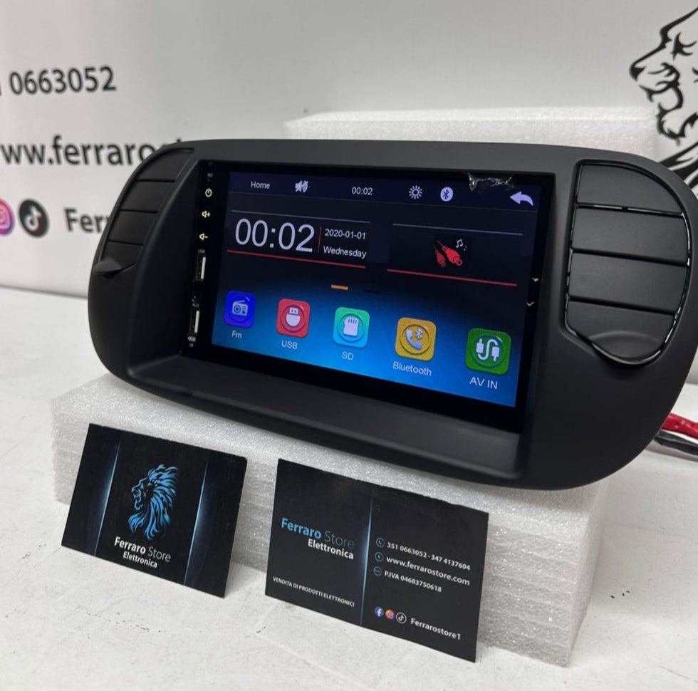 Autoradio per FIAT 500s [2007 - 2014] - 2Din 7"Pollici, Bluetooth, Radio, Touch, USB, SD, Mirror Link Android & IOS