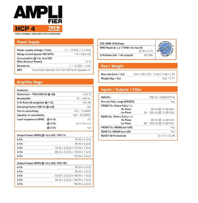 Hertz Amplificatore, 4 Canali HCP 4 Compact Power 4 x 95w RMS