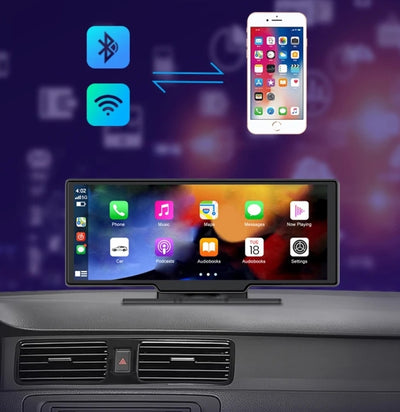 Monitor Universale 10.26"Pollici, Plug and Play, Car Play e Android Auto, Bluetooth, Radio, Aux, Dash Cam