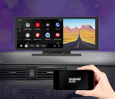 Monitor Universale 10.26"Pollici, Plug and Play, Car Play e Android Auto, Bluetooth, Radio, Aux, Dash Cam