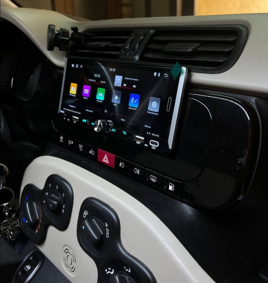 Autoradio Universale [FISSO]- 1Din 6.9"Pollici, Android, CarPlay & Android Auto, Bluetooth, Radio, GPS, Wifi, Youtube, PlayStore
