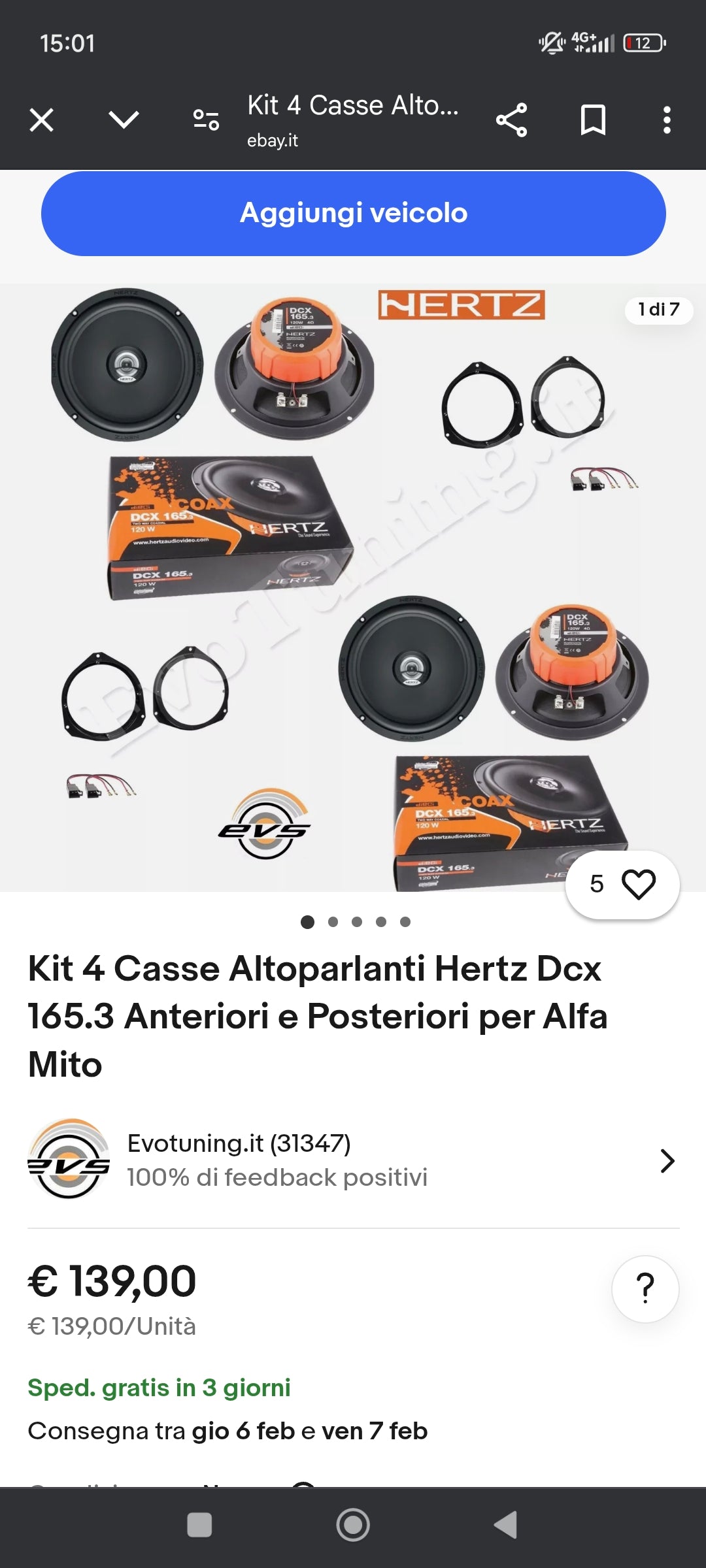 Kit 4 Casse Altoparlanti Hertz Dcx 165.3 Anteriori e Posteriori per Alfa Mito