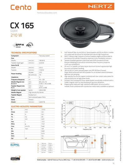 Hertz Kit 2 Casse | CX 165 | Posteriori | Fiat 500 Abarth