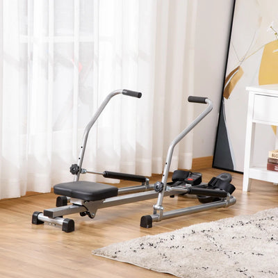 HOMCOM Vogatore Pieghevole, 4 Livelli di Resistenza e Display, Acciaio e ABS, 129x70x70 cm