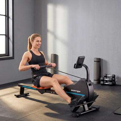 SPORTNOW Vogatore domestico: 16 livelli resistenza, Bluetooth, APP compatibile.