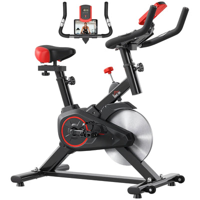 HOMCOM Cyclette da Casa con Resistenza Regolabile, Monitor LCD, Sensore Battito Cardiaco e Volano 6kg, Max.100kg