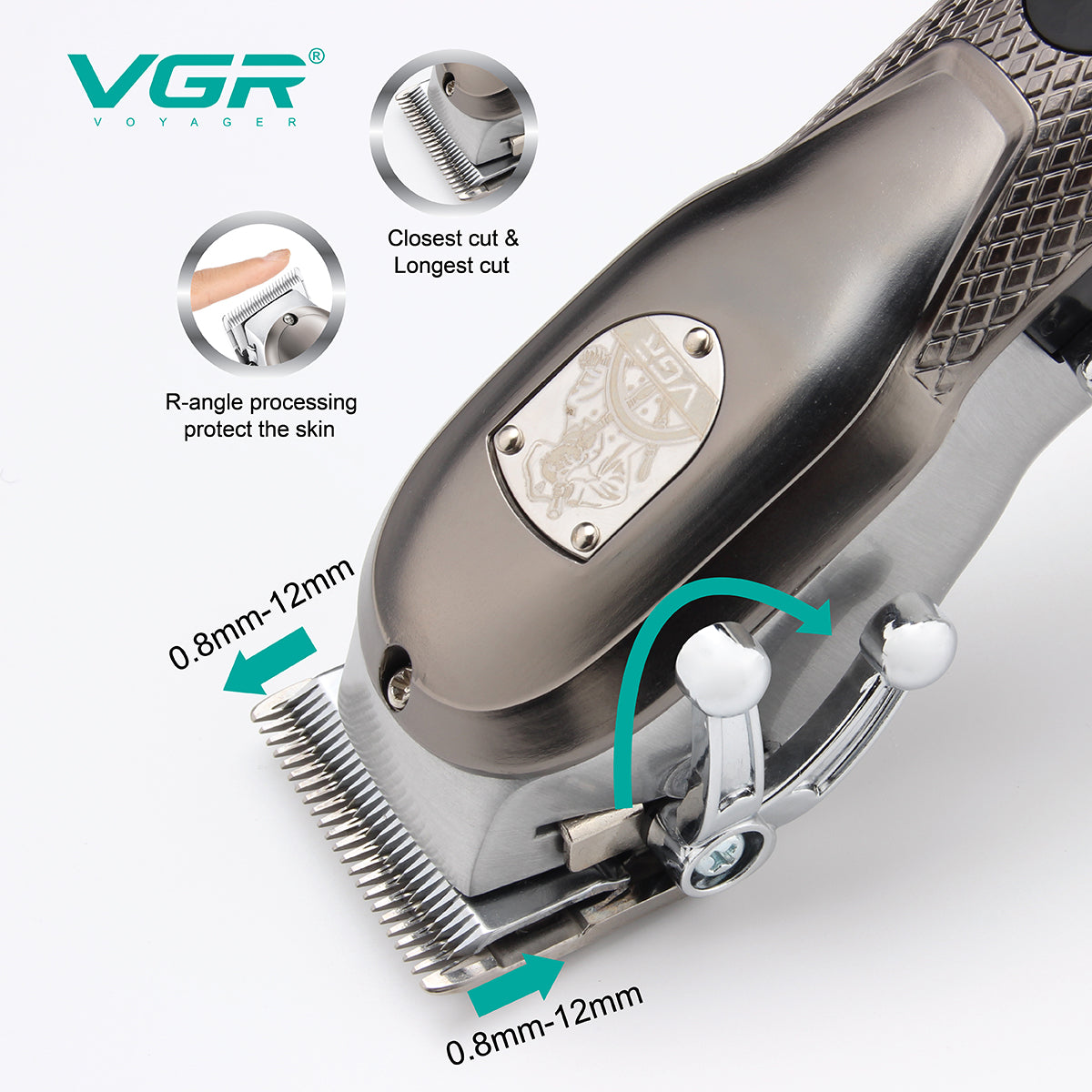 VGR Rasoio Capelli | Professionale | Taglia Capelli | in Metallo | Ricarica | USB | VGR V-276