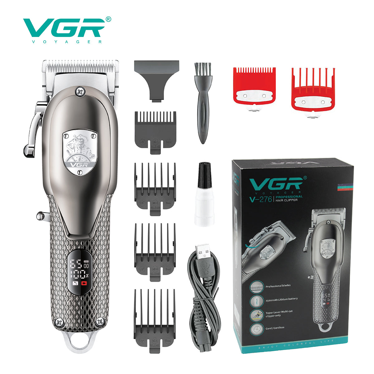 VGR Rasoio Capelli | Professionale | Taglia Capelli | in Metallo | Ricarica | USB | VGR V-276