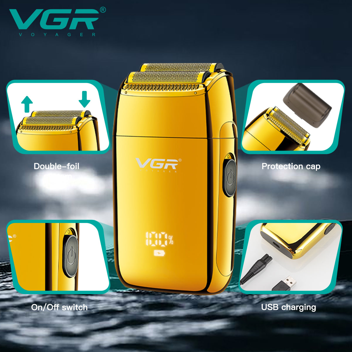 VGR Rasoio Professionale | Rasoio | Alternativo | Barba | Portatile | Regolabarba | V-399