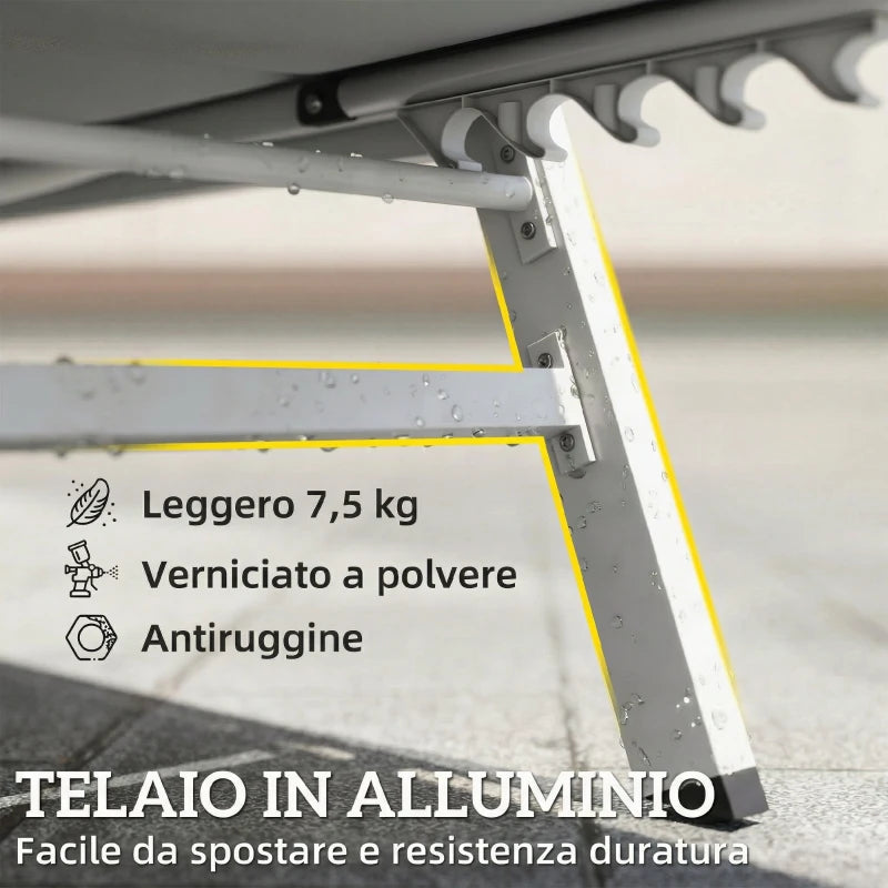 Outsunny Sdraio Imbottita, Schienale 6 Posizioni, Telaio Alluminio, Capacità 120 Kg, Grigio Chiaro