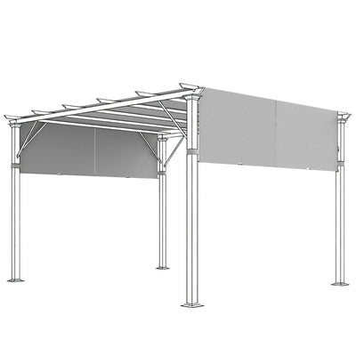 Outsunny Telo Gazebo Pergola 3x3 m con Tasche e Cinghie per Aste, in Poliestere, 488x122 cm, Grigio Chiaro