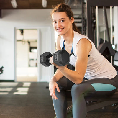 HOMCOM Set di Manubri Palestra da 2x12.5 kg Esagonale, Pesi per Palestra con Impugnatura Zigrinata Antiscivolo, Nero