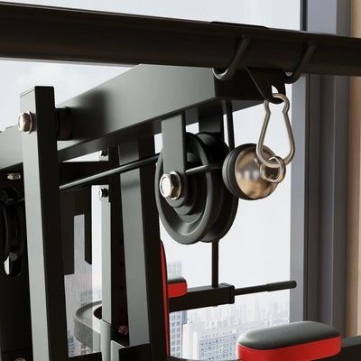 SPORTNOW Stazione Fitness Multifunzione per Allenamento del Corpo, in Acciaio e PU, 225x175x200 cm, Nero