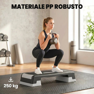 SPORTNOW Stepper Aerobico Regolabile, Altezza 15/20/25 cm con Supporti