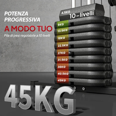 HOMCOM Stazione Fitness con Pesi da 45kg per Allenamento a Casa, 135x103x210cm, Nero