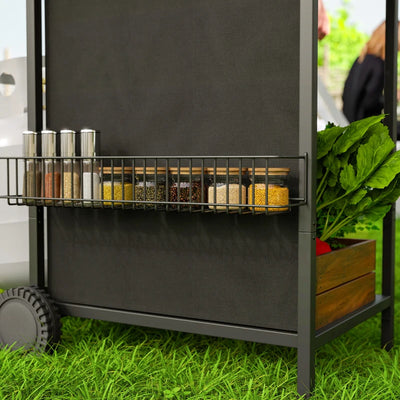 Outsunny Barbecue a Gas con 4 Bruciatori Indipendenti e Coperchio con Termometro, 108x54x97 cm, Nero