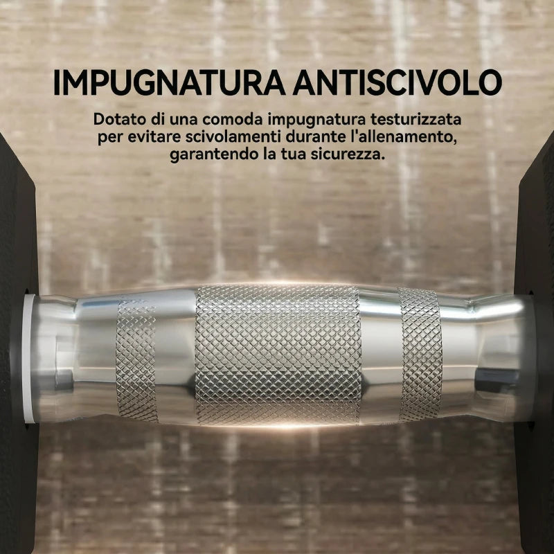 HOMCOM Set di Manubri Palestra da 2x12.5 kg Esagonale, Pesi per Palestra con Impugnatura Zigrinata Antiscivolo, Nero