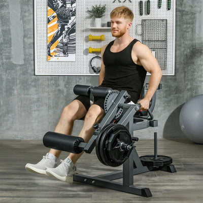 SPORTNOW Macchina per Leg Extension e Leg Curl con Schienale e Cuscinetti Regolabili, 100x90x105 cm, Grigio e Nero