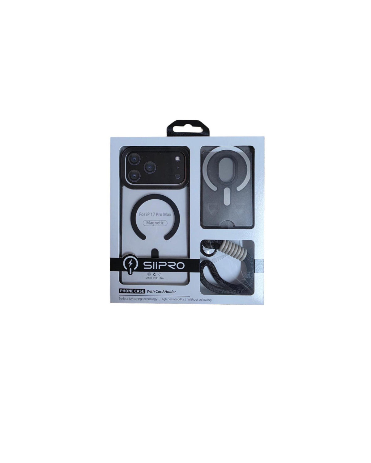 Kit Cover Magnetica Magsafe Sii PRO per iPhone Con Porta Carte e Laccetto Cordone