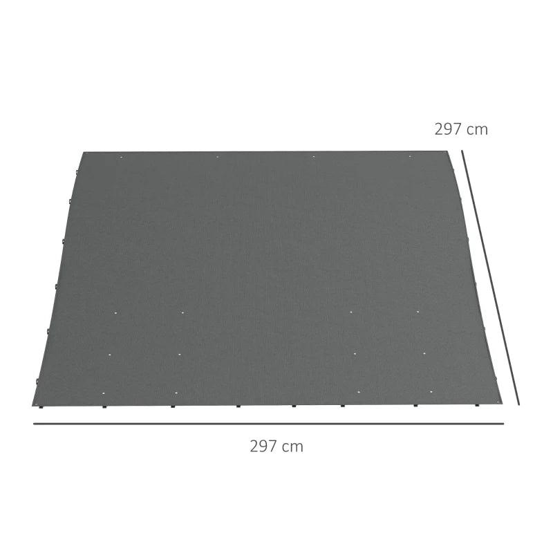 Outsunny Telo di Ricambio per Pergola da Giardino 3x3 m con 16 Fori di Drenaggio, 297x297 cm, Grigio